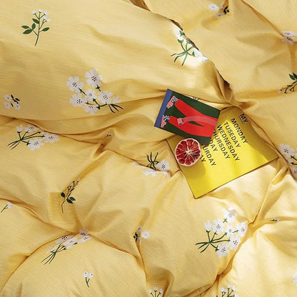 HighBuy Yellow Comforter Set Full Fluffy Soft Vintage Flower Bedding Set Full Boho Chic College Bedding Comforter Set for Teens Girls,Cute Cottagecore Floral Comforter with 2 Pillow Shams