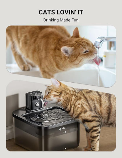 DownyPaws Cat Water Fountain Cordless, 84oz/2.5L Fursink Wireless Pet Water Fountains for Cats Indoor, Battery Operated Cat Drinking Fountain with Motion Sensor, Ultra Quiet Pump, BPA-Free, Black | Wireless Cat Drinking Water Fountains for Cats Indoor,...
