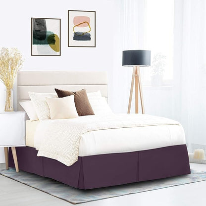 Nestl Dark Purple Bed Skirt King Size - King Bed Skirt 14 Inch Drop - Brushed Microfiber Bed Skirts - Hotel Quality Pleated Bed Skirt - Shrinkage & Fade Resistant