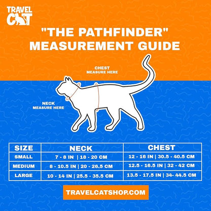 Travel CAT The Pathfinder Cat Harness with GPS Tracker Pocket - Powered by Tractive Cat Harness Escape Proof - Walking Escape Proof Harness for Small, Large Cat, Kitten (Orange, Small)