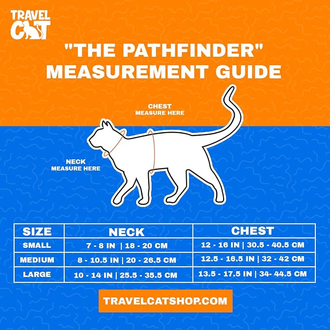 Travel CAT The Pathfinder Cat Harness with GPS Tracker Pocket - Powered by Tractive Cat Harness Escape Proof - Walking Escape Proof Harness for Small, Large Cat, Kitten (Blue, Small)
