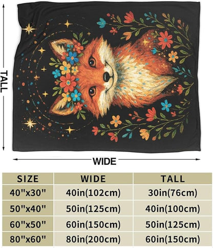 Fox Blanket Super Soft Warm Fluffy Fleece Flannel Animal Throw Blanket Cozy Fuzzy Plush Stuff Bedding Blankets Gifts for Women Kids Boys Girls Adults 80"X60"