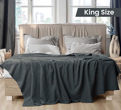 Utopia Bedding Smoke Gray 100% Cotton Blanket [King Size - 90x108 Inch] Lightweight, Soft and Breathable Thermal Blanket for All Seasons