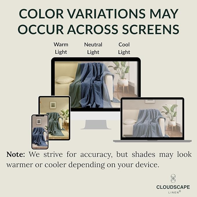 CLOUDSCAPE 100% Cotton Muslin Throw Blanket for Adults - 4 Layer 50x70 Oversized Breathable Gauze Bedding, All Season Spring Gifting, Cozy Lightweight Throw for Sofa, Couch, Home Decor -Ensign Blue