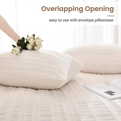 NEXHOME PRO Duvet Cover King,Beige 3 Pieces Boho Tufted Duvet Cover Set, Soft and Lightweight 100% Washed Microfiber Comforter Cover Set for All Season(Beige King, 104 x 90)-No Comforter