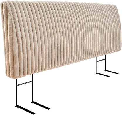 4.7" Upholstered Modern Headboard for Full Size Bed, Height Adjustable and Ergonomic Headboard, Easy Assemble, Sturdy and Durable, Faux Rabbit Fur, Light Camel