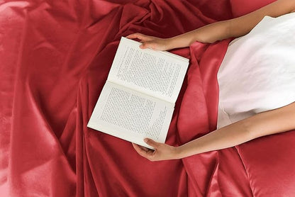 Split King 7 Piece Sheet Set - Comfy Breathable & Cooling - Ultra-Soft Hotel Luxury Bedding Set with 8-16 Inch Deep Pockets - 1 Flat & 2 Fitted Sheet & 4 Pillowcases - Wrinkle Free & Easy Care - Red