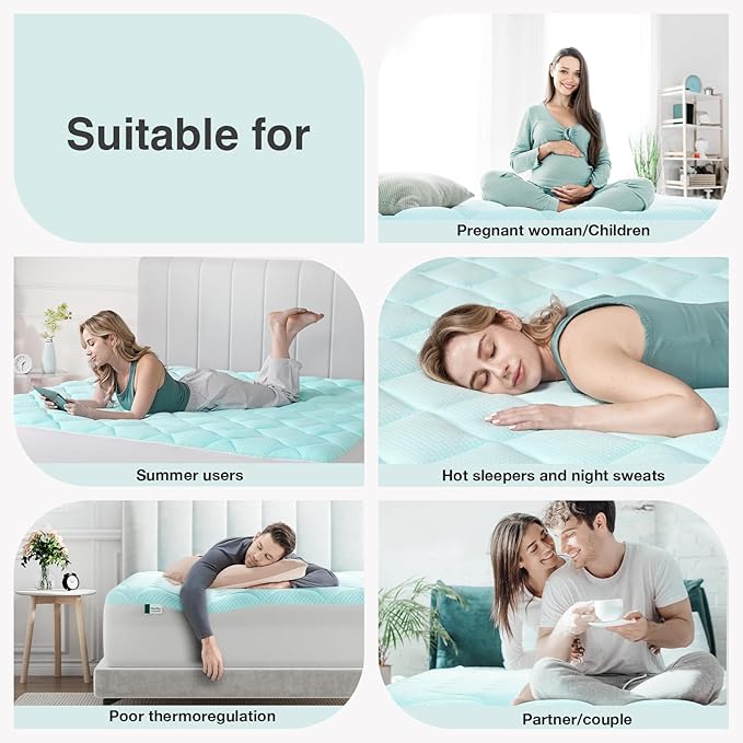 Novilla Cooling Mattress Topper Twin Size,Mattress Pad with Deep Pocket for 8-21" Mattress,Soft Mattress Cover for Back Pain Relief,3D+7D Down Alternative Bed Topper for Hot Sleepers