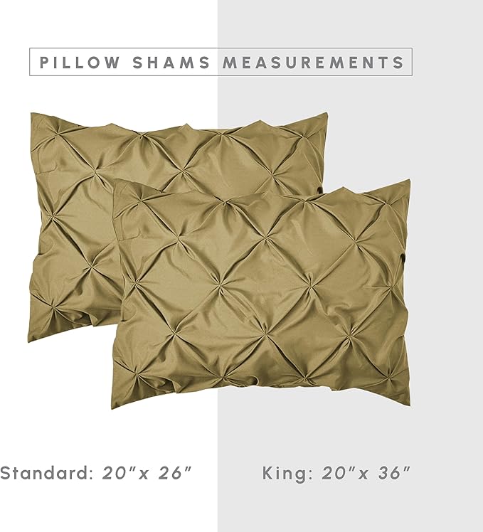 Elegant Comfort 8-Piece Pinch Pleated Comforter Set - All Season Complete Bed in a Bag, Includes 4pc Smart Sheet Set, Bed Skirt, Comforter, Matching Pillowcases and Shams, Twin/Twin XL, Khaki