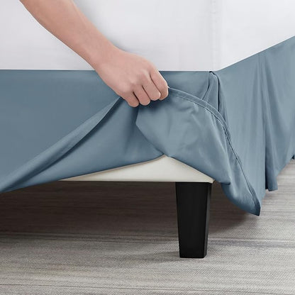 Nestl Stone Blue Bed Skirt Cal King Size - Cal King Bed Skirt 14 Inch Drop - Brushed Microfiber Bed Skirts - Hotel Quality Pleated Bed Skirt - Shrinkage & Fade Resistant