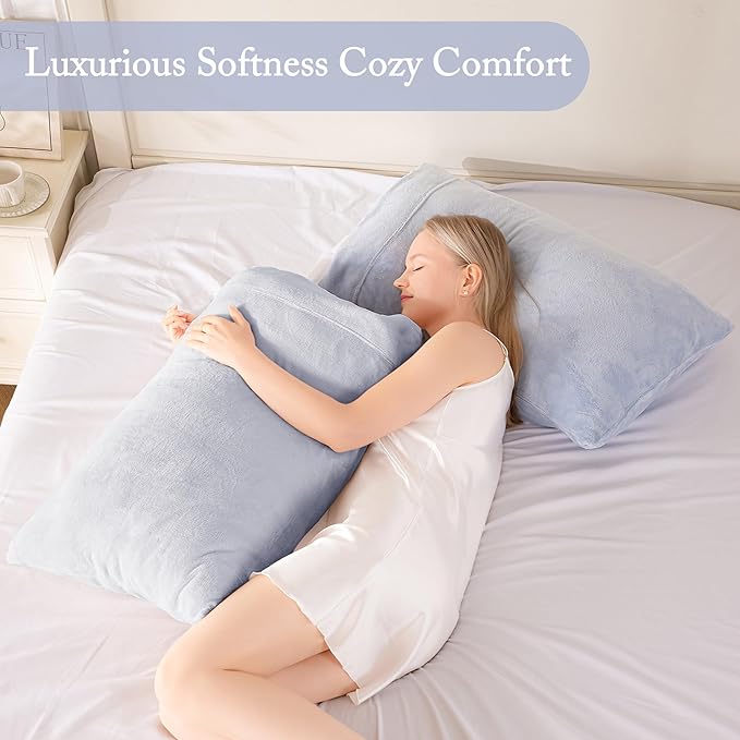 Velvet Queen Pillowcases Standard Size of 2 Pack, Ultra Soft Breathable Pillow Cases with Flap Closure for Bed, Luxury Fuzzy Warm Flannel Velvet Pillow Covers, No Insert (Queen 20x30, Baby Blue)