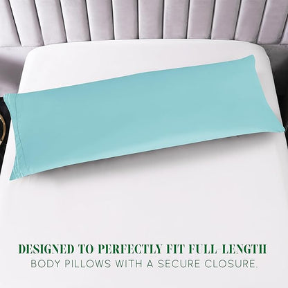 Elegant Comfort Luxury Ultra-Soft 1-Piece Body Pillowcase - 1500 Premium Hotel Quality Microfiber Double Brushed - Wrinkle Resistant, Body Pillowcase Size, Aqua Blue