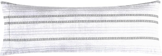 Elegant Comfort Ultra Soft 1-Piece Set Striped Print Pillowcases - 1500 Premium Hotel Quality Microfiber, Soft and Smooth Hidden Zipper Closure 1-Piece Pillow Covers - Body Pillowcase, Traci Gray