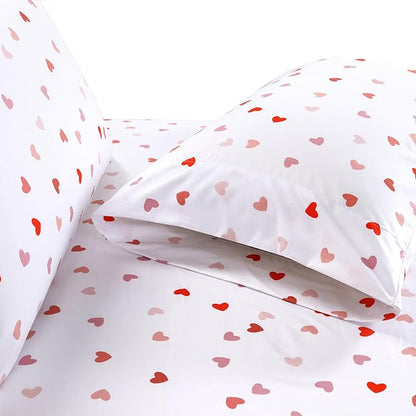 Elegant Comfort Softest and Coziest 6-Piece Sheet Set - 1500 Premium Hotel Quality Microfiber - Deep Pocket, Wrinkle Resistant 6-Piece Heart Pattern Bed Sheet Set, Full, Valentina