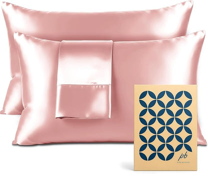 Satin Pillowcase 2 Pack - King Size (20"x40", Pink) - Silky Pillow Cases for Hair and Skin - Satin Pillow Covers with Envelope Closure - Extra Soft Premium Microfiber