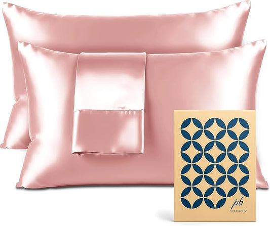 Satin Pillowcase 2 Pack - Queen Size (20"x30", Pink) - Silky Pillow Cases for Hair and Skin - Satin Pillow Covers with Envelope Closure - Extra Soft Premium Microfiber