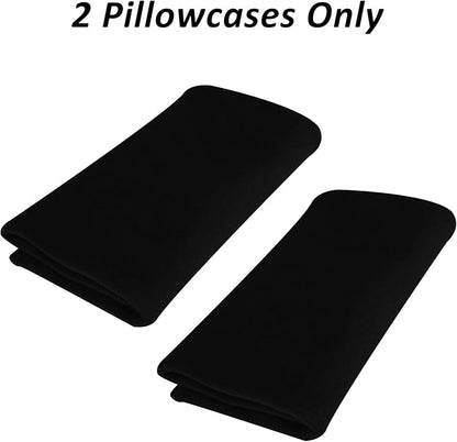 Stretch Pillowcases Standard Size 2 Pack - Micro Jersey Knit & Ultra Soft - Set of 2 Pillow Cases, Black