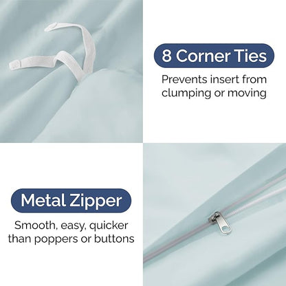 Duvet Cover Twin/Twin XL Size Set - Extra Soft Twin/Twin XL Duvet Cover 68" x 90" with 1 Pillow Sham - Hotel Luxury, Easy Care, Fade Free with Zipper Closures & Ties - Comfy & Breathable (Ice Blue)