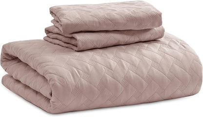 Bedsure Quilts King Size - Lightweight Bedspreads King Size with Basket Weave Pattern, Soft Quilt Bedding Set, Dusty Rose Comforter Set Coverlet for All Seasons with 2 Pillow Shams (106" x 96") | Skin-Friendly Soft, All-Season Comfort, Breathable, Ligh...
