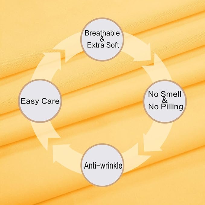 Best Season 1800 Thread Count Microfiber Fade Resistant Bed Sheet Set(1 Flat Sheet,1 Fitted Sheet and 1 Pillow Cases), Twin, Yellow