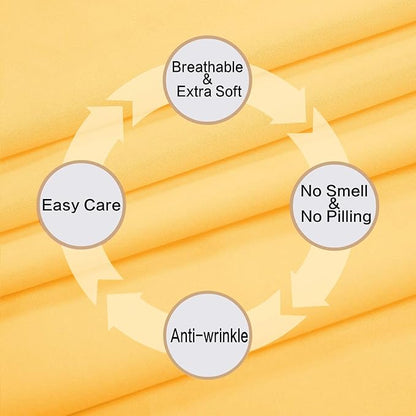 Best Season 1800 Thread Count Microfiber Fade Resistant Bed Sheet Set(1 Flat Sheet,1 Fitted Sheet and 1 Pillow Cases), Twin, Yellow