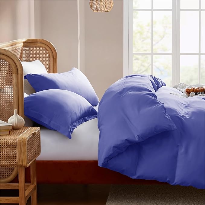 Nestl Royal Blue Duvet Cover Full Size - Soft Double Brushed Full Size Duvet Cover Set, 3 Piece, with Button Closure, 1 Duvet Cover 80x90 inches and 2 Pillow Shams