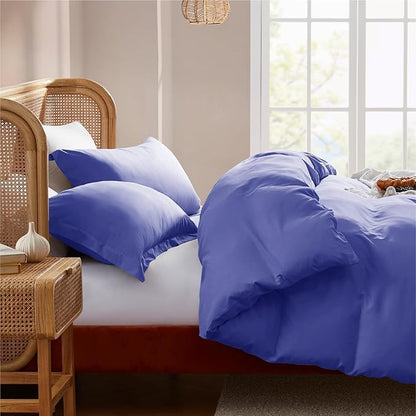 Nestl Royal Blue Duvet Cover Full Size - Soft Double Brushed Full Size Duvet Cover Set, 3 Piece, with Button Closure, 1 Duvet Cover 80x90 inches and 2 Pillow Shams