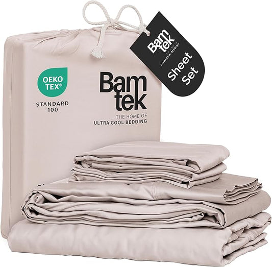 Viscose Bamboo Sheets Queen Size 4PC Set - Cooling Bedding for Hot Sleepers with Moisture Wicking Technology - Silky Soft 18 Inch Deep Pocket - Blush 60"x 80"