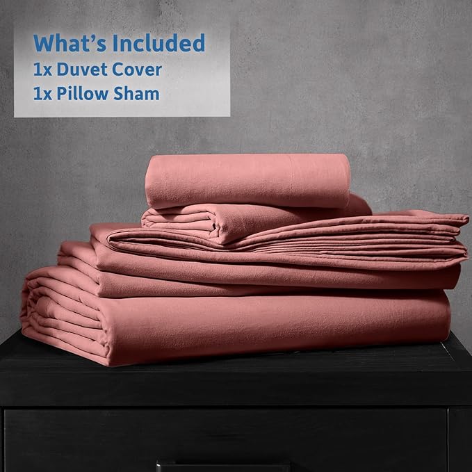 Nestl Twin Duvet Cover Set - Soft Prewashed Pink Clay Duvet Cover Twin/Twin XL, 2 Piece, with Zipper Closure, 1 Duvet Cover 68x90 inches and 1 Pillow Sham