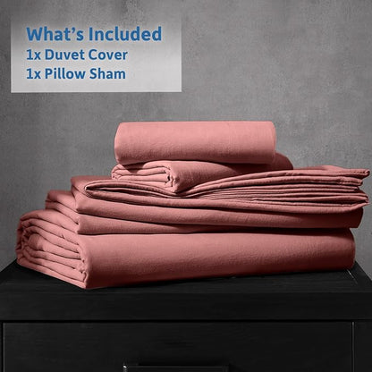 Nestl Twin Duvet Cover Set - Soft Prewashed Pink Clay Duvet Cover Twin/Twin XL, 2 Piece, with Zipper Closure, 1 Duvet Cover 68x90 inches and 1 Pillow Sham