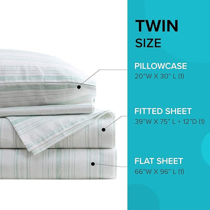 Comfort Spaces 100% Cotton Sheet Set Breathable, Lightweight, Soft with 12" Elastic Pocket Fits up to 14" Mattress, All Season Cozy Bedding, Matching Pillow Case, Twin Good Vibes 3 Piece