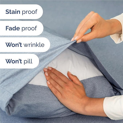 Full 6 Piece Sheet Set - Comfy Breathable & Cooling - Soft Hotel Luxury Bedding Set with 8-16 Inch Deep Pockets - 1 Flat & 1 Fitted Sheet & 4 Pillowcases - Wrinkle Free & Easy Care - Heathered Blue