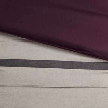 Madison Park Palmer Comforter Set - Faux Suede Design, Striped Accent, All Season Down Alternative Bedding, Matching Shams, Decorative Pillow, Bed Skirt, Full (82 in x 90 in), Purple 7 Piece