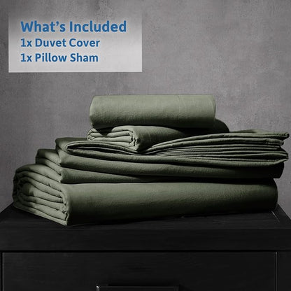 Nestl Olive Green California King Duvet Cover Sets - Soft Prewashed Cal King Duvet Cover, 3 Piece, with Zipper Closure, 1 Duvet Cover 104x98 inches and 2 Pillow Shams