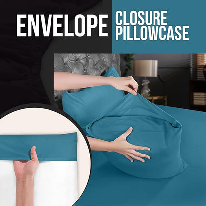 Utopia Bedding Queen Pillow Cases - 4 Pack - Envelope Closure - Soft Brushed Microfiber Fabric - Shrinkage and Fade Resistant Pillow Covers Queen Size 20 X 30 Inches (Queen, Denim Blue)