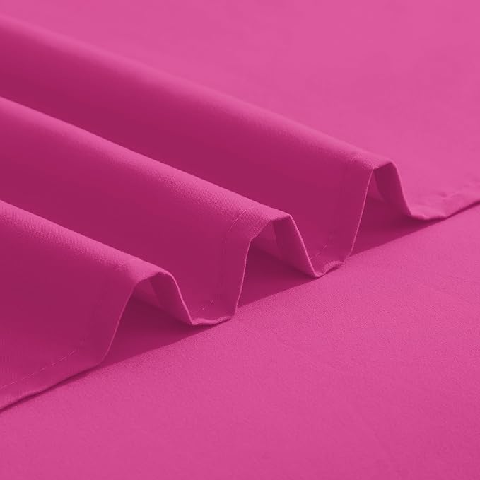 Elegant Comfort Luxurious 1500 Premium Hotel Quality Microfiber Three Line Embroidered Softest 4-Piece Bed Sheet Set, Wrinkle and Fade Resistant, Full, Hot Pink