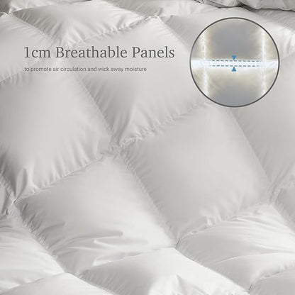 Hotel Grand White Goose Down Fiber Comforter Twin Size - All Season Fluffy Hotel Collection Duvet Insert Twin Medium Warmth Comforter with 1cm Breathable Panel, 68" x 90"