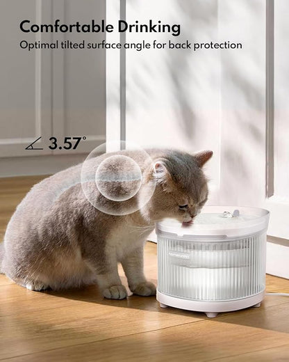 Homerunpet Cat Water Fountain with Wireless Pump, Ultra Quiet Pet Fountain | BPA-Free, Detachable Design Easy to Clean Pet Water Fountain Indoor, Filter Included, 2L/68oz