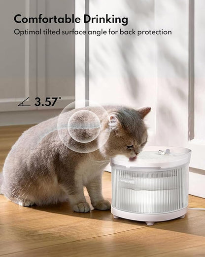 HomeRunPet Cat Water Fountain Porcelain-Tray with Wireless Pump, 68oz | 20dB Ultra Quiet, Detachable Design for Easy Cleaning, Filter Included, Water Fountain for Cats Indoor