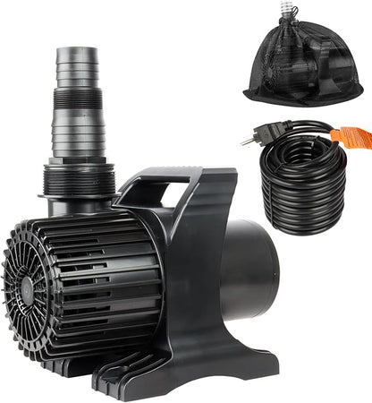 11800 GPH 850W IPX8 Large Submersible Pond Waterfall Pump | 32.8FT long power cord, smart quiet fountain pump for Koi fish, garden yard patio duck outdoor, with barrier filter bag