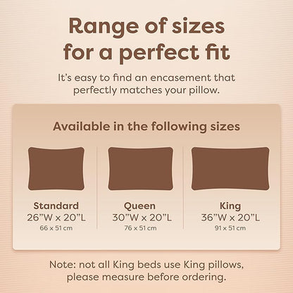 HOSPITOLOGY PRODUCTS Pillow Encasement- Zippered Bed Bug Dust Mite Proof Hypoallergenic - Sleep Defense System - King - Waterproof - Set of 2 - 20" H x 36" W