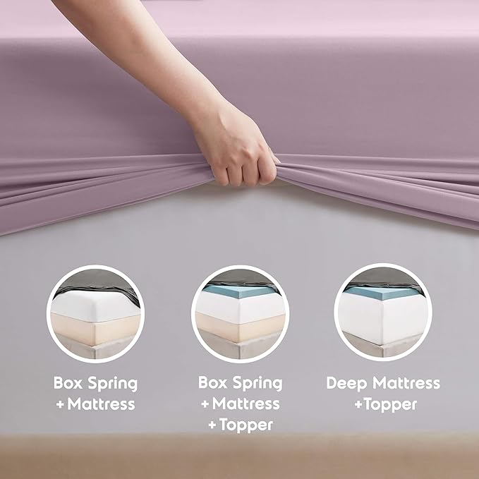 Nestl Split King Sheet Set - 1800 Ultra-Soft Microfiber Bed Sheets - Double Brushed - Deep Pockets - Easy Fit - 5 Piece Set - Bed Sheets & Pillowcases (Split King, Dusty Purple)