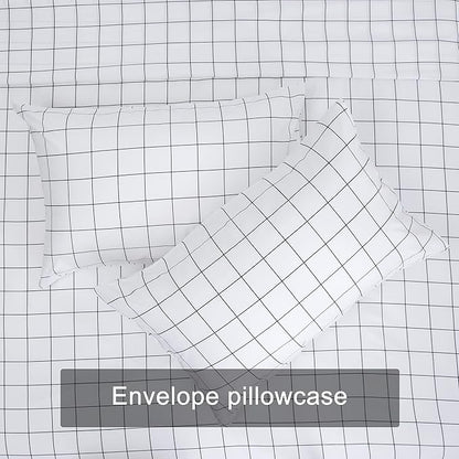 Best Season Printed Plaid Bed Sheet Set 4 Piece- Full Size- Breathable- Super Soft, Deep Pocket,Stain,Fade & Wrinkle Resistant Breathable Bedding Sheets Black Grid