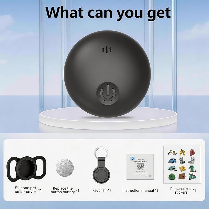 GPS Tracker for Dogs, Smart Collar with Real-Time Location - Pet Location Tracker with Holder, No Monthly Fee/No SIM Card, Works with iOS Find My【Apple MFi Certified】 ﻿, Ultra-Slim, IP68 Waterproof