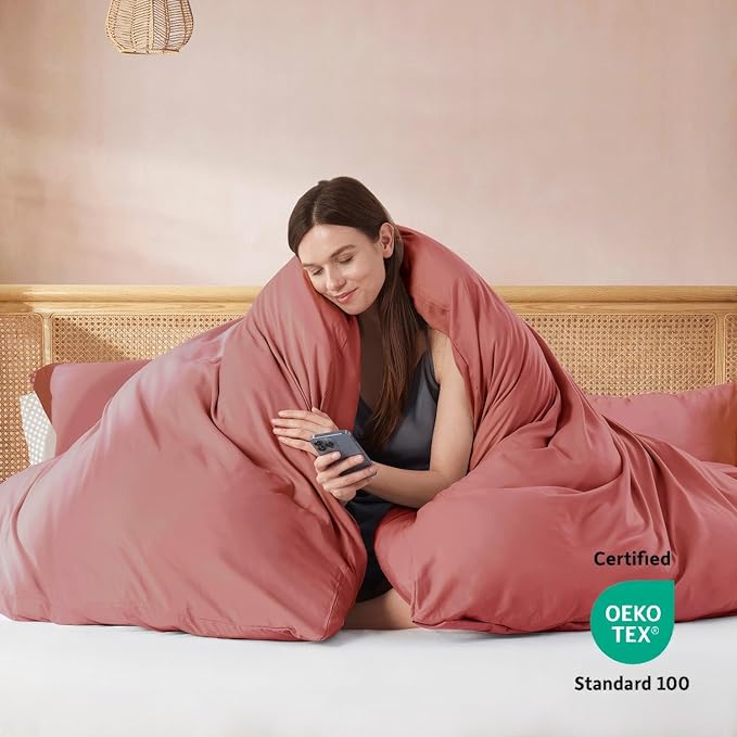 Nestl Pink Clay Duvet Cover King Size - Soft Double Brushed King Duvet Cover Set, 3 Piece, with Button Closure, 1 Duvet Cover 104x90 inches and 2 Pillow Shams