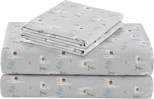 Comfort Spaces 100% Cotton Sheets Queen, Breathable, Naturally Cool Cotton Sheets, Soft Cotton Bed Sheets with 14" Elastic Pocket Fits up to 16" Mattress, All Seasons Sheet Set, Lama Multi 4 Piece
