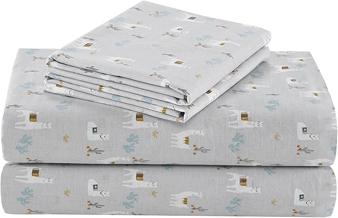 Comfort Spaces 100% Cotton Sheet Set Breathable, Lightweight, Soft with 12" Elastic Pocket Fits up to 14" Mattress, All Season Cozy Bedding, Matching Pillow Case, Twin XL Lama Multi 3 Piece