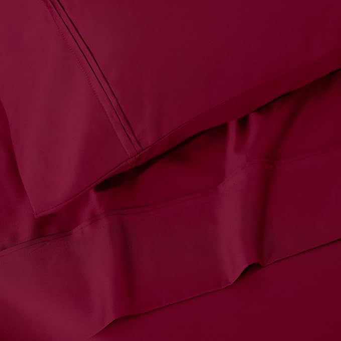 Superior 1200 Thread Count 100% Egyptian Cotton, Soft and Breathable, 2-Piece King Pillowcase Set Solid, Burgundy