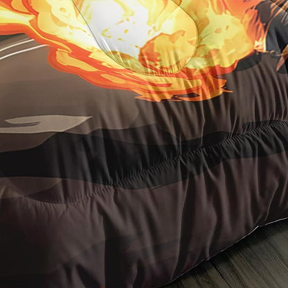 Kids Fun Dinosaur 3 Piece Bedding Set Full Size,Cartoon Dinosaur Fireball Comforter Set for Boys Girls Teens Room Decor, Animal Themed Bed in a Bag with 2 Pillowcases.