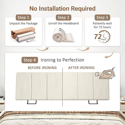 Queen Size Headboard Only-No Assembly Required, Beige | Easy to use no assembly required, Linen fabric and extra-thick foam for added comfort, Modern style headboard queen size